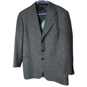 Pal Zileri Pull Wool Black Blazer with tiny White Design Italy‎ US 42